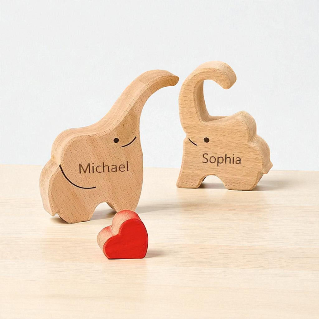 Elephant Family Puzzle, Unique Christmas Family Gift, Wooden Elephant Ornament, Elephant Keepsake, Adoption Keepsake, Housewarming Present