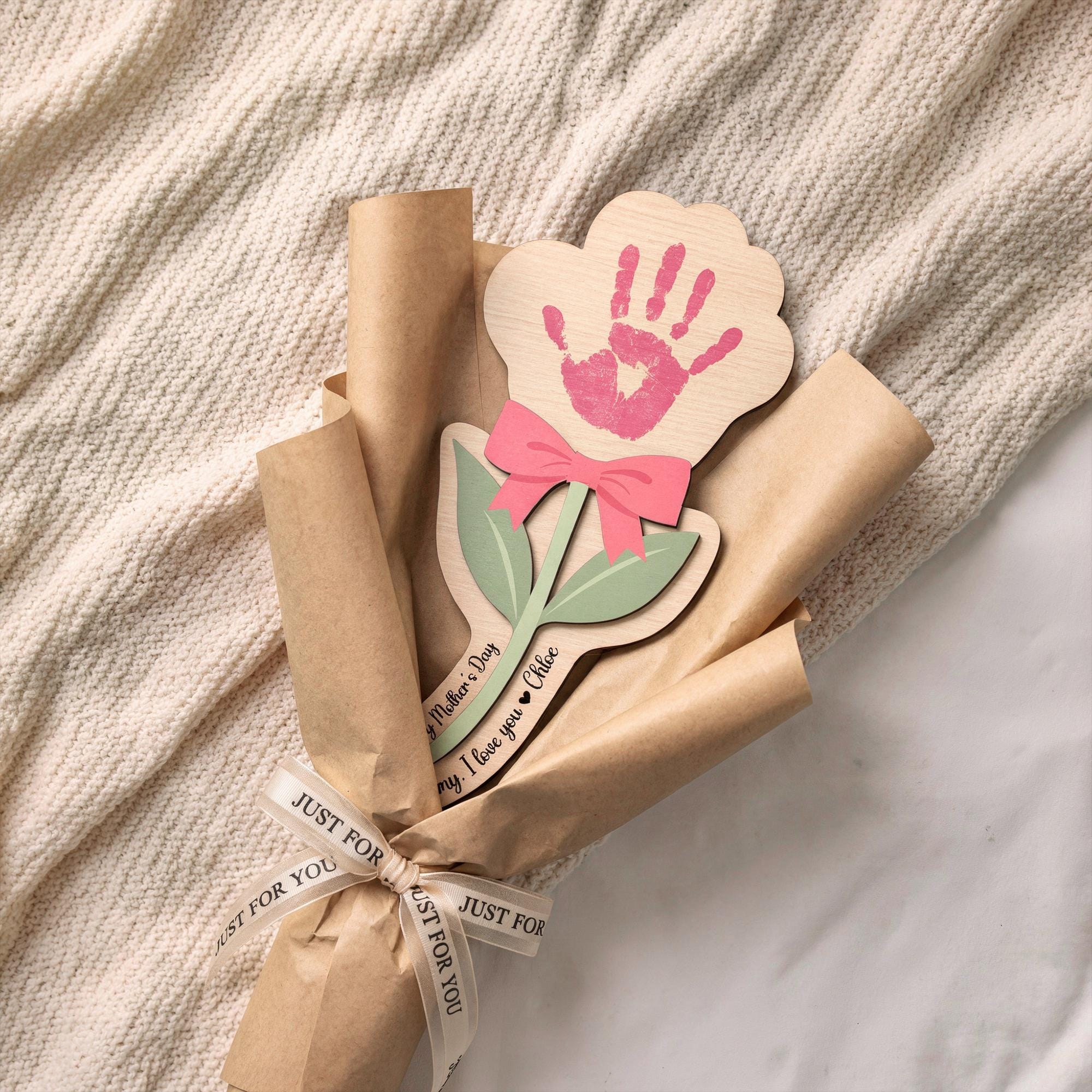 Personalized Mother’s Day Handprint Flower – Kids Handprint Gift for Mom, DIY Mother's Day Keepsake,mother's Day Sign, Mother's Day Gift