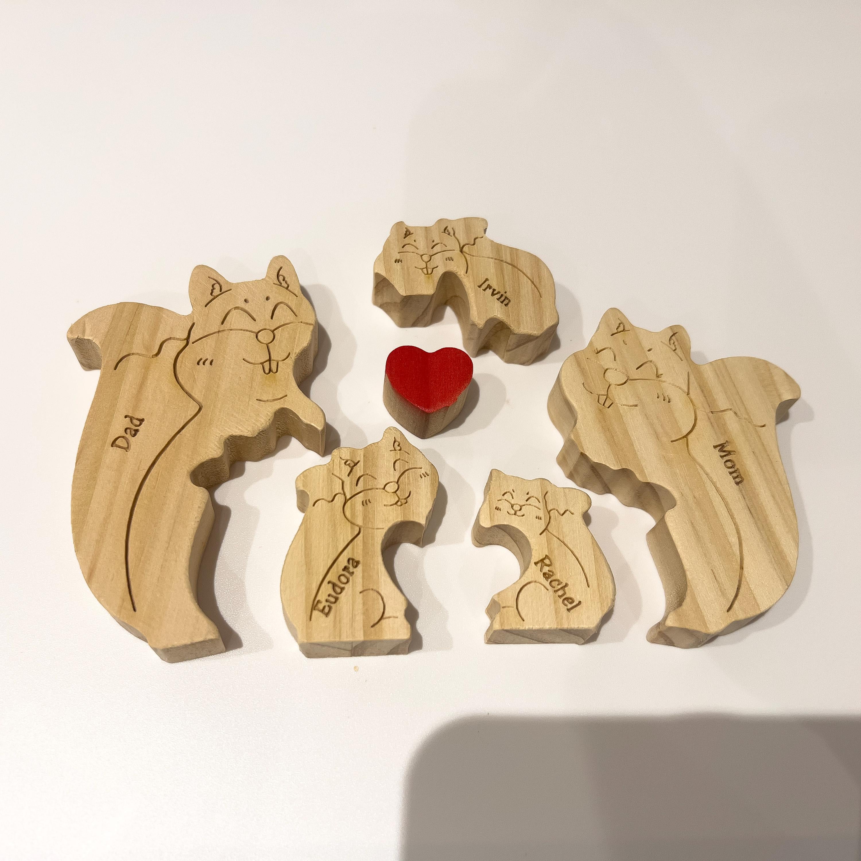 Wooden Squirrel Family Puzzle, Custom Family Gift, Graduation Gift, Housewarming Gift, Baby Shower Gift, Home Decor, Gift for Kids, Baptism