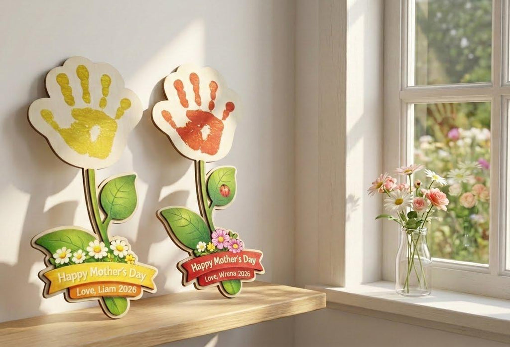 Personalized Mother’s Day Handprint Flower Sign – DIY Gift for Mom From Kids
