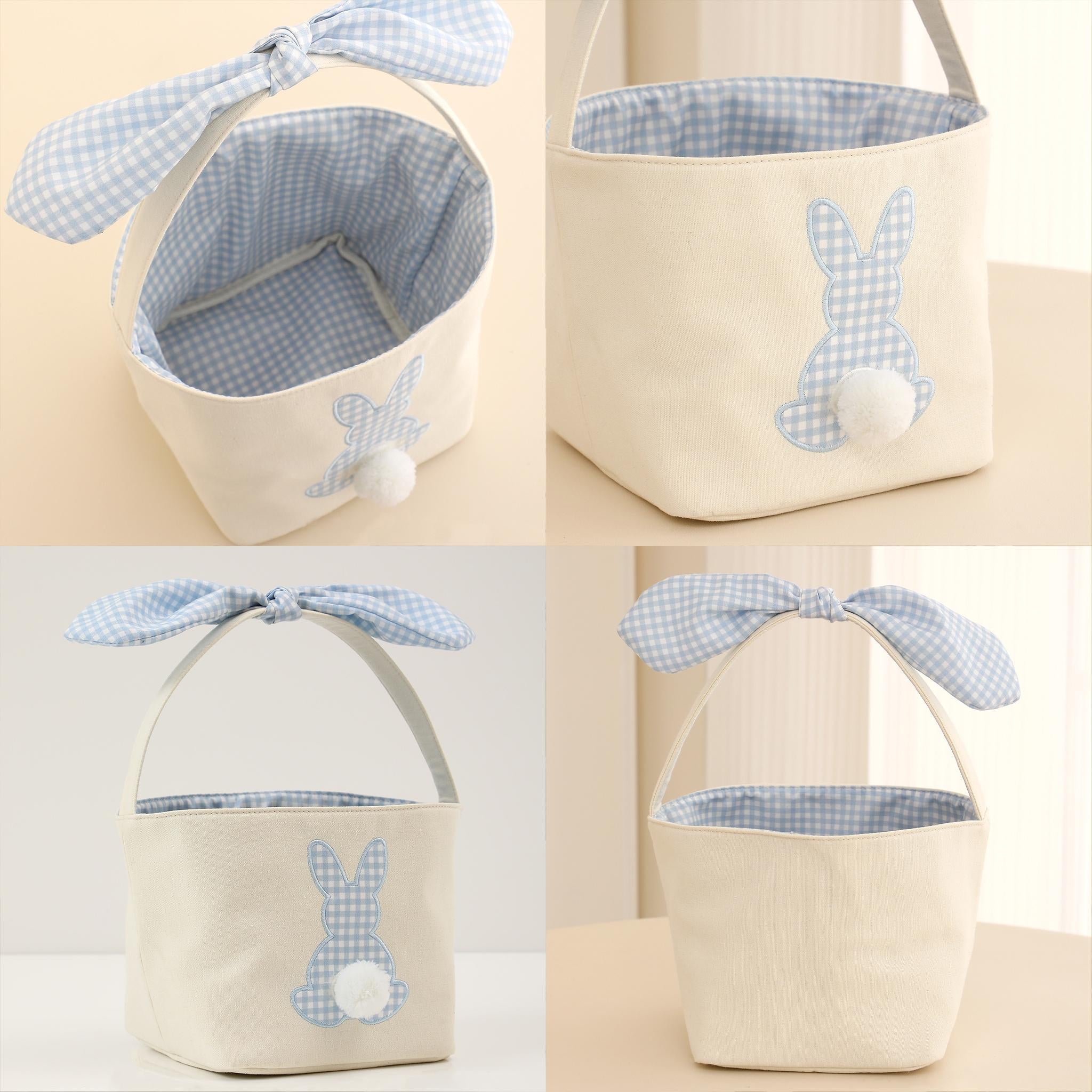 Personalized Easter Basket, Embroidered Name, Bunny Rabbit Basket, Easter Egg Hunt Basket, Easter Gift for Kid