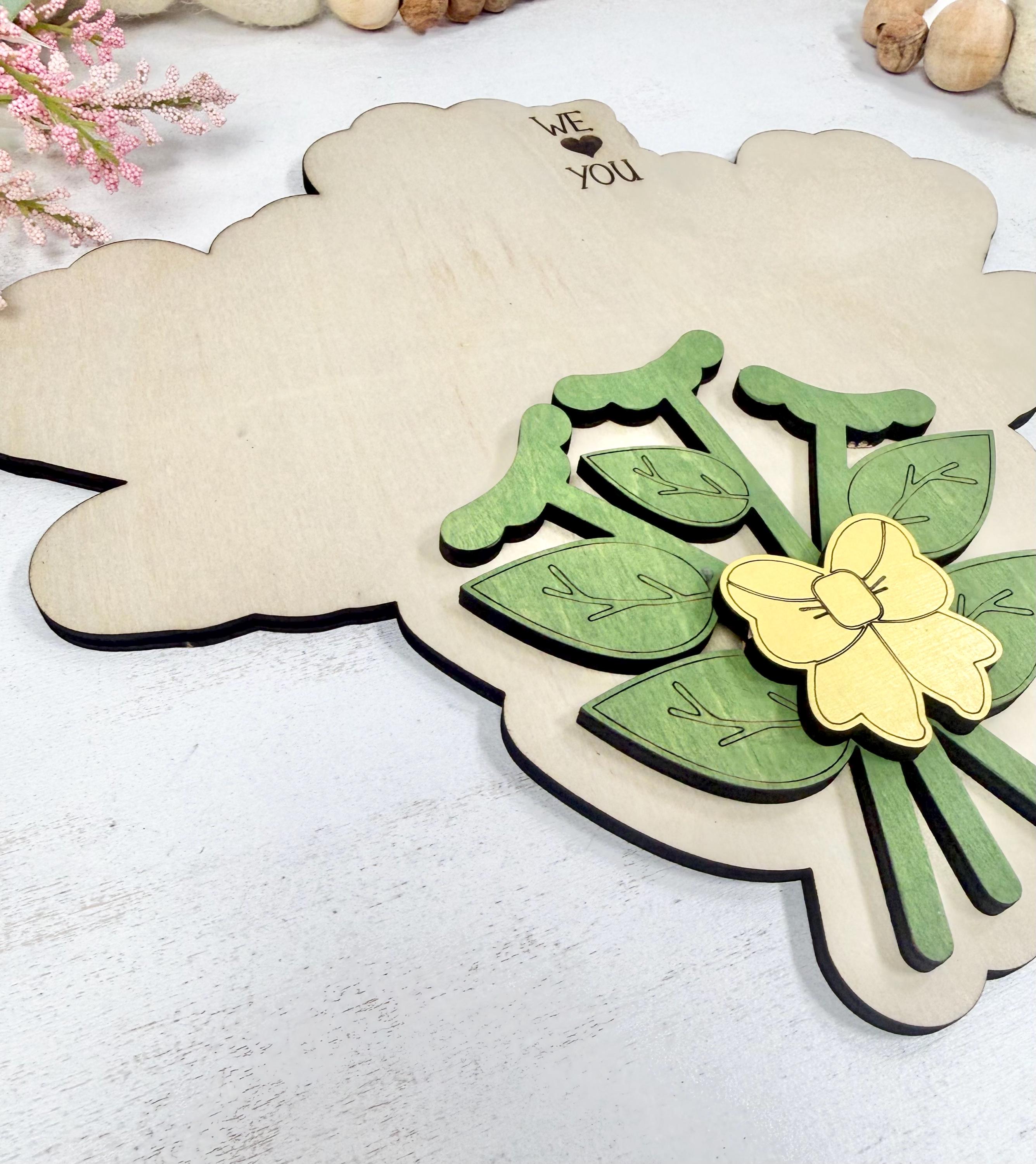 Personalized Handprint Bouquet Sign, We Love You Gift, Mother’s Day Keepsake, Grandma Handprint Flowers, Custom Family Wood Decor