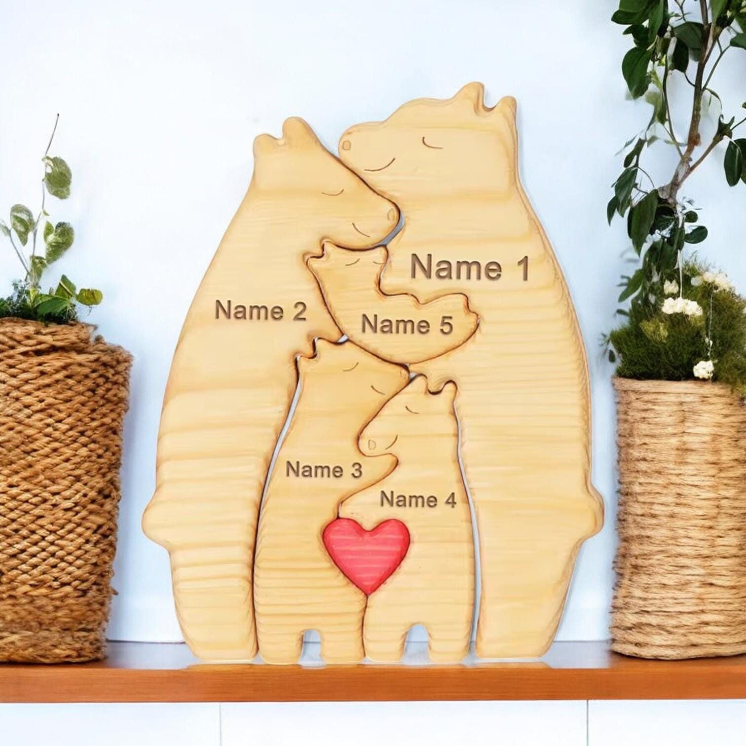 Personalized Giraffe Family Puzzle, Mothers Day Gift, Family Christmas Gift, Baby Shower, Family of Four Gift, Giraffe Gifts, Nursery Decor