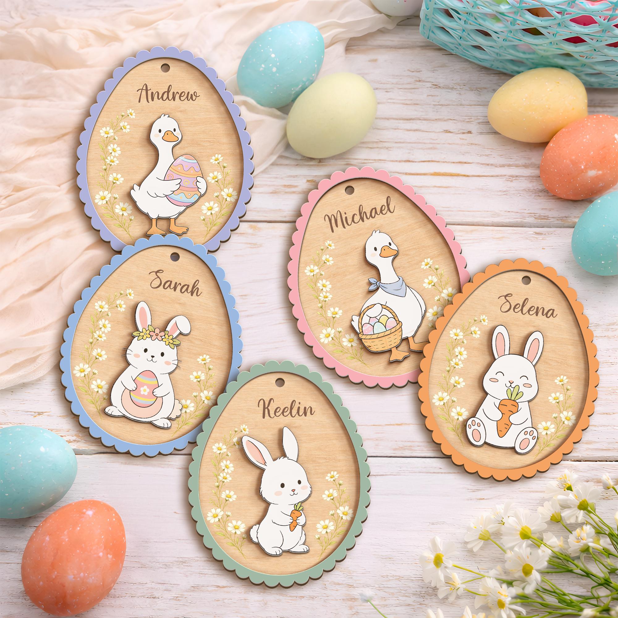 Personalized Easter Bunny Ornament – Custom Spring Name Decor, Easter Gift Tag for Kids, Easter Gift for Baby, Easter Egg, Glowforge Easter