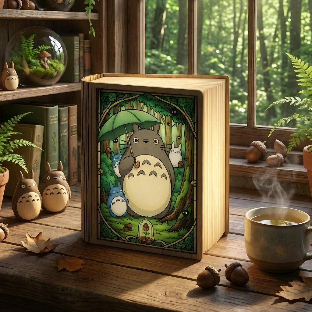 Totoro Book Lamp, Ghibli Decor, Folding LED Light, Woodland Night Lamp, Cute Reading Lamp, Book Lover Gift, Cozy Bedroom Decor