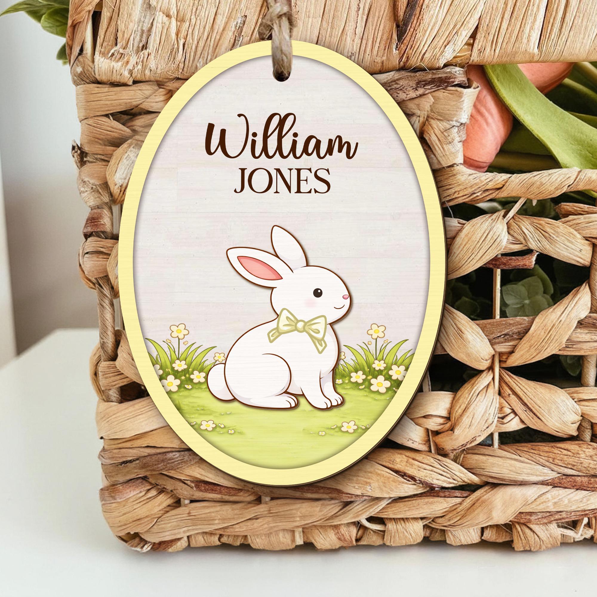 Custom Easter Name Tags_ Bunny Easter Basket Tags, Easter Gift for Boys & Girls, Bunny Goose Chick Easter Tags