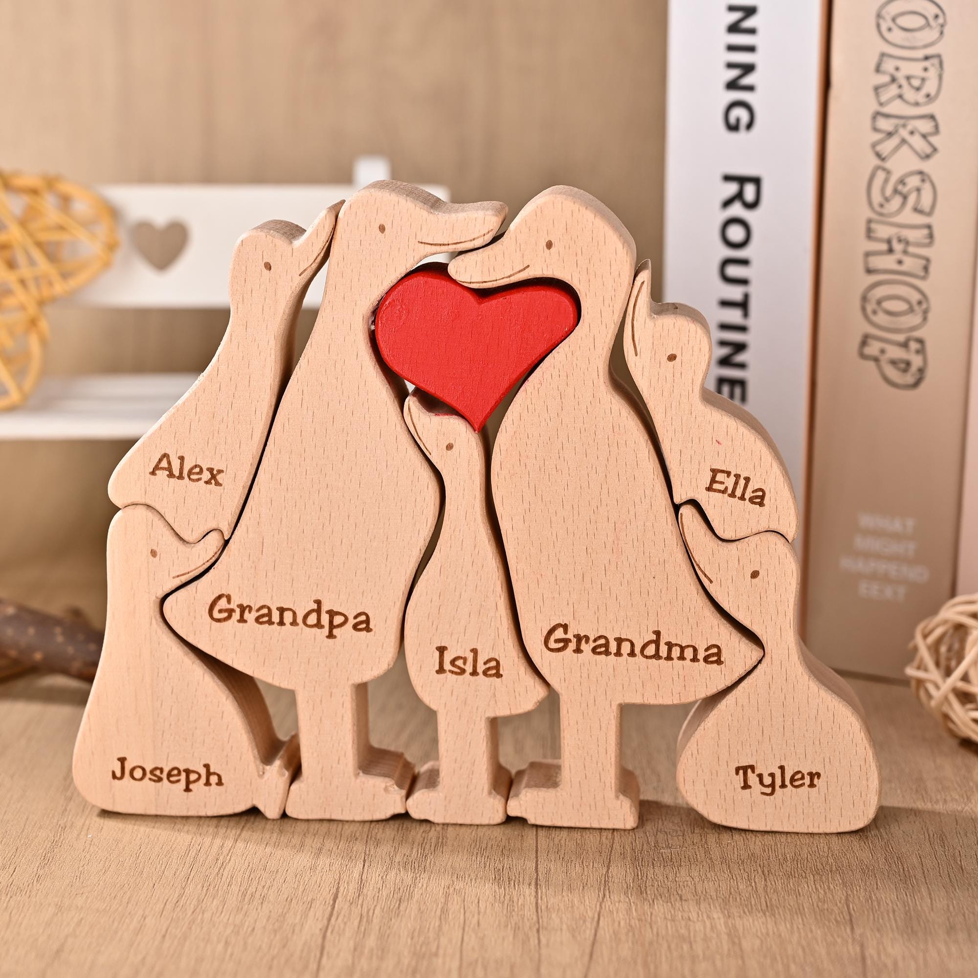 Cute Duck Family Puzzle, Wooden Family Decor, Duck Lover Gifts, Gift for Couples, Christmas Gift for Mom, 14th Anniversary Gift for Wife