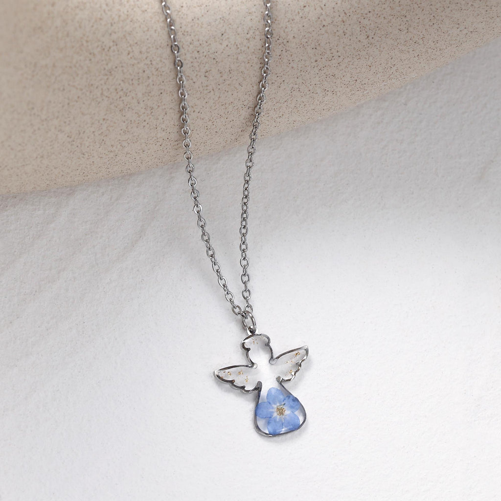 Guardian Angel Forget Me Not Necklace, Handmade Memorial Jewelry, Baby Loss, Grieving Mom Gift, Pregnancy Loss, Miscarriage Gift for Her