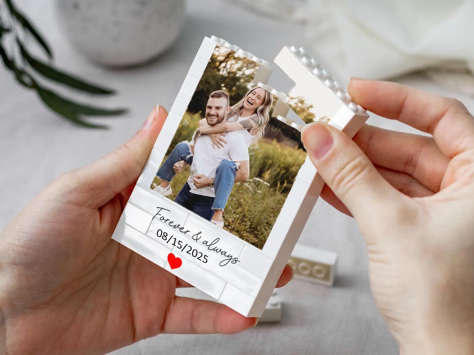 Custom Photo Building Block Heart_ Personalized Valentine's Gift or Anniversary Keepsake