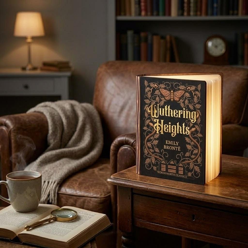 Wuthering Heights Folding Book Lamp, Dark Academia Night Light, Wuthering Height Novel Inspired Reading Lamp, Book Lover Gift