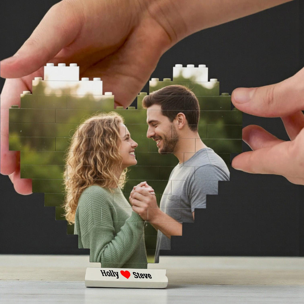 Personalized Valentine's Day Gift for Him or Her_ Custom Photo Building Block Heart