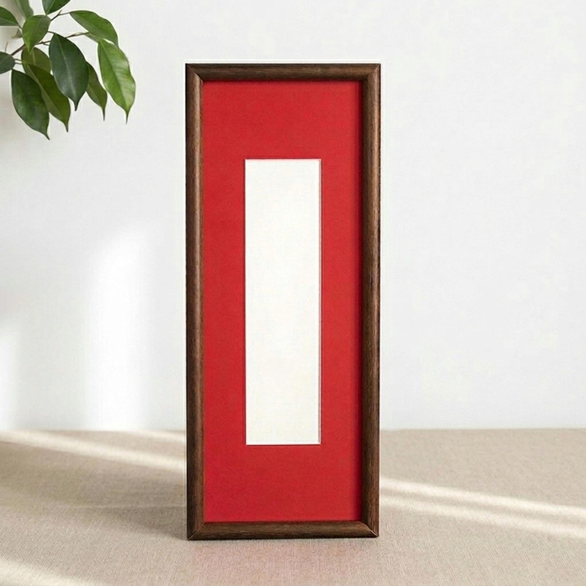 Photobooth Frame for Photo Strip Prints, Elongated Solid Walnut Wood Frame with Colored Mount, Strip Photo Holder for Photoautomat Prints