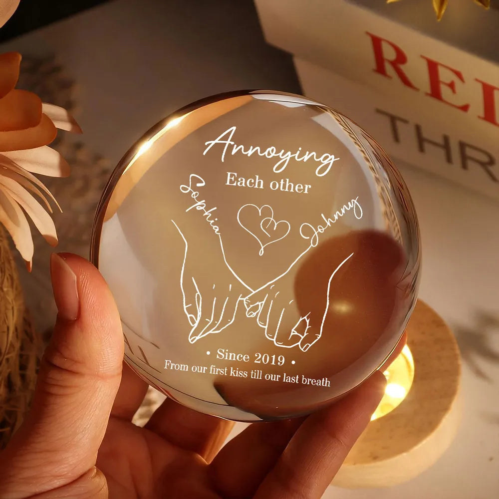 Annoying Each Other and Still Going Strong - Personalized Crystal Ball , Phase Print, Valentines Day Wedding Anniversary Gift For Couple