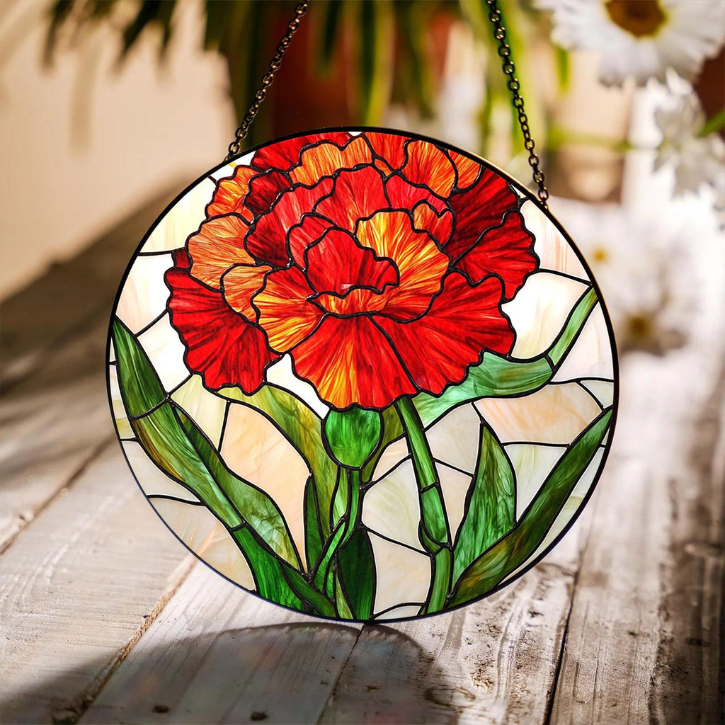 Glass Birth Flower, Birth Flower Stained Glass Suncatcher_ Memorial Gift for Mom