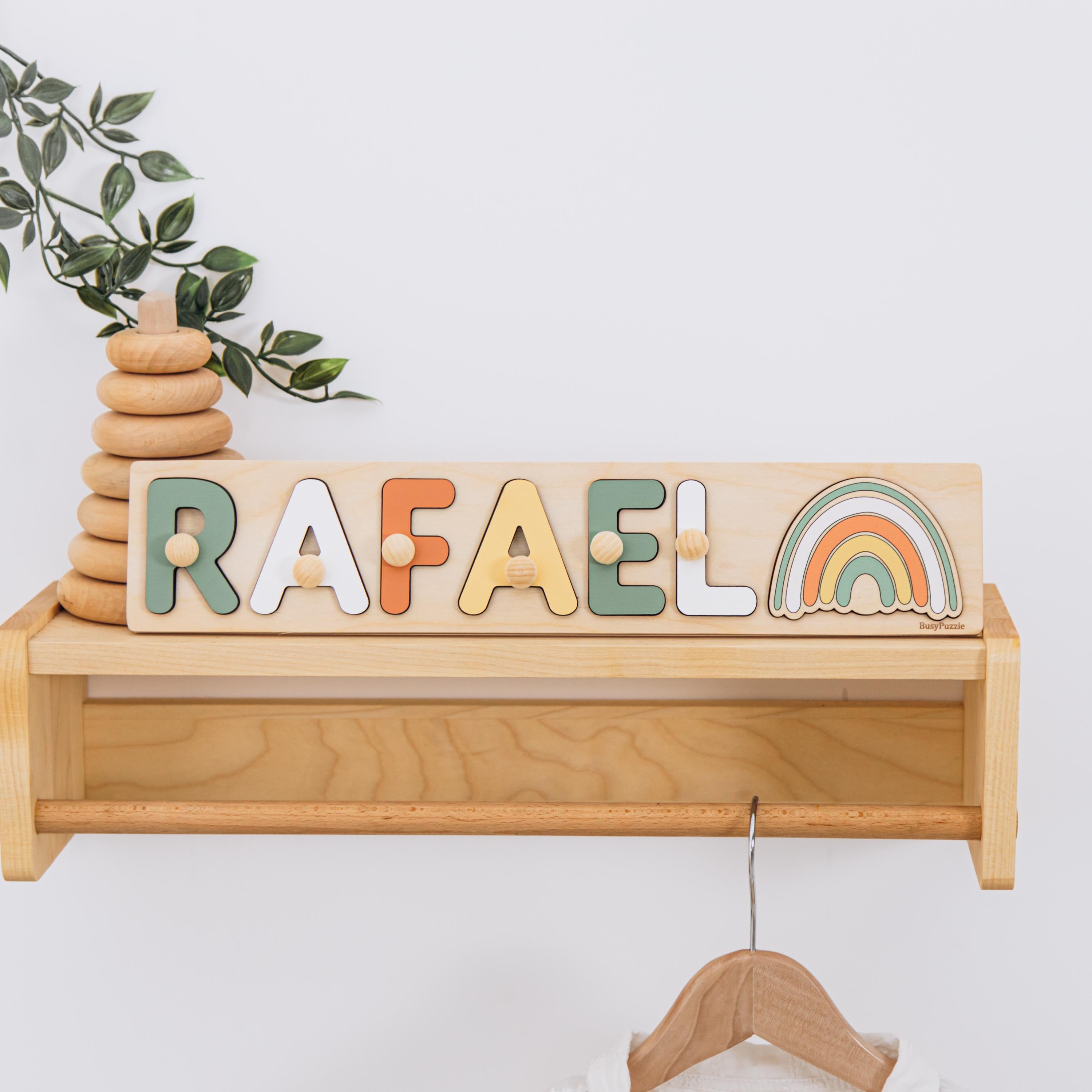 Personalized Name Puzzle With Pegs – Montessori Wooden Toy for Toddlers – Custom Baby Gift – First Birthday Present – Nursery Decor