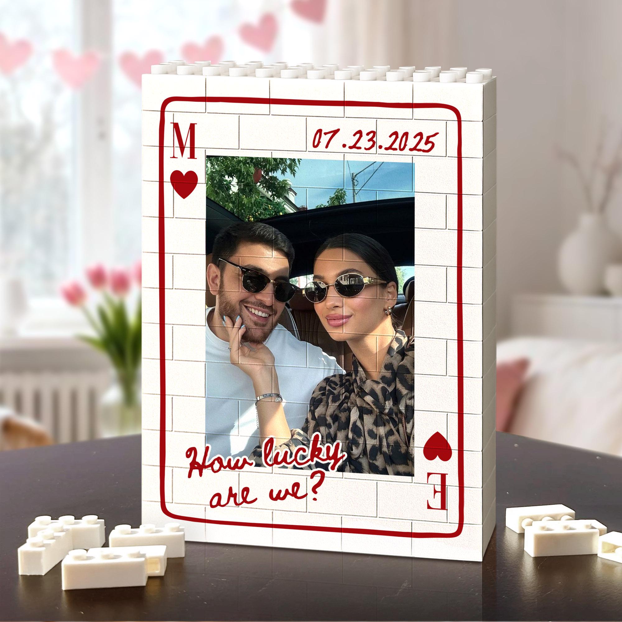 Custom Photo Building Block_ Couple Playing Card Puzzle Blocks, Valentines Day Gifts for Boyfriend, Anniversary Gifts, Romantic Home Decor