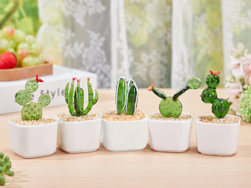 Glass Potted Plants,mini Glass Plants,glass Flower,stained Glass Plants,handmade Glass Succulents,artificial House Plant,car Glass Ornament