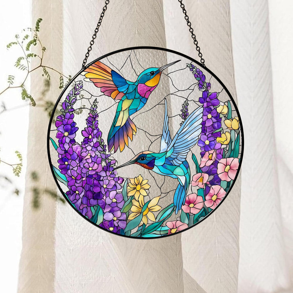 Hummingbird Glass Suncatcher,hummingbird Window Hanging,bird Memorial Suncatcher,bird Glass Art,gift for Mom or Grandma,sympathy Memory Gift
