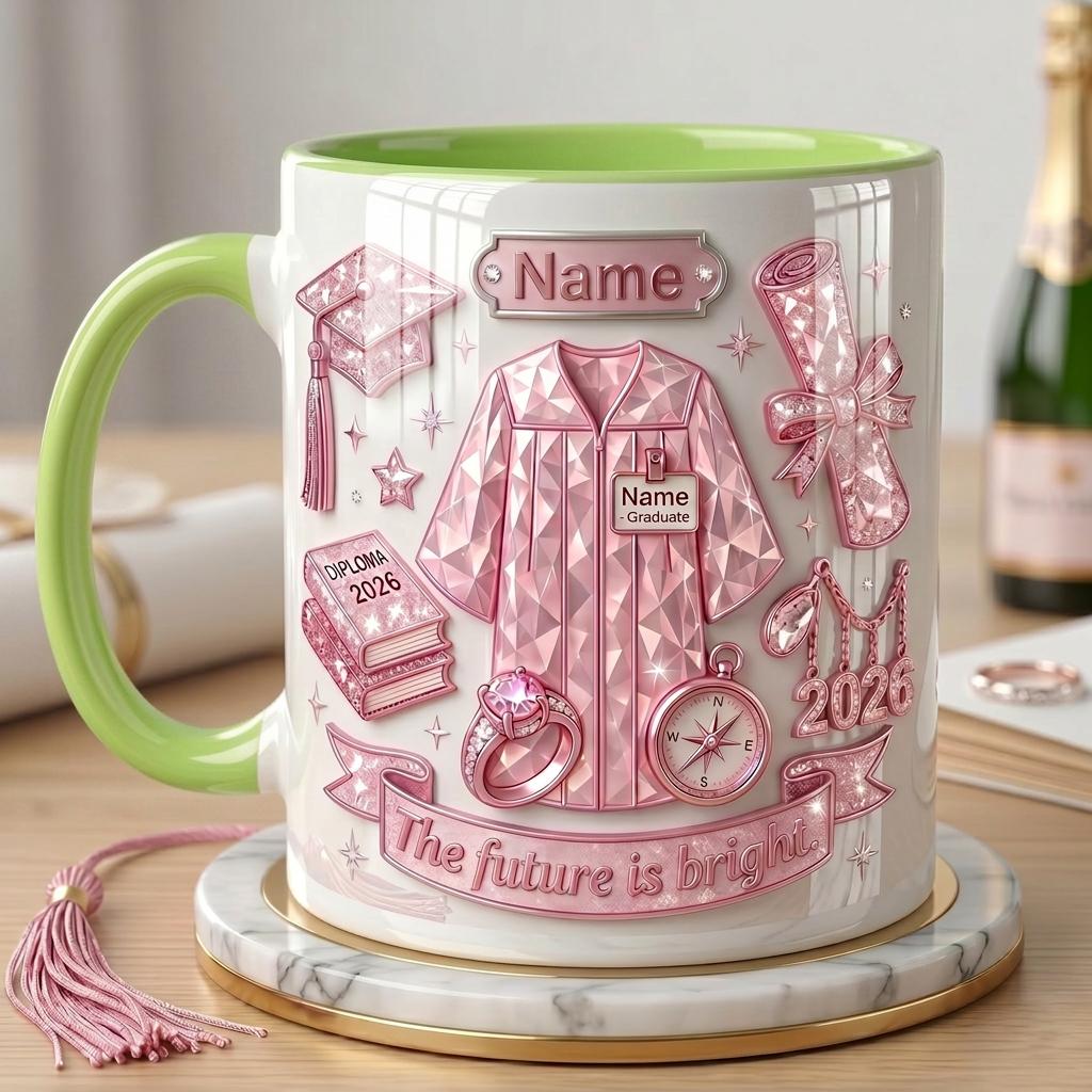 Personalized Graduation Mug Class of 2026, Faux 3D Effect Coffee Cup, Custom Senior Gift Keepsake, Graduation Party Mug