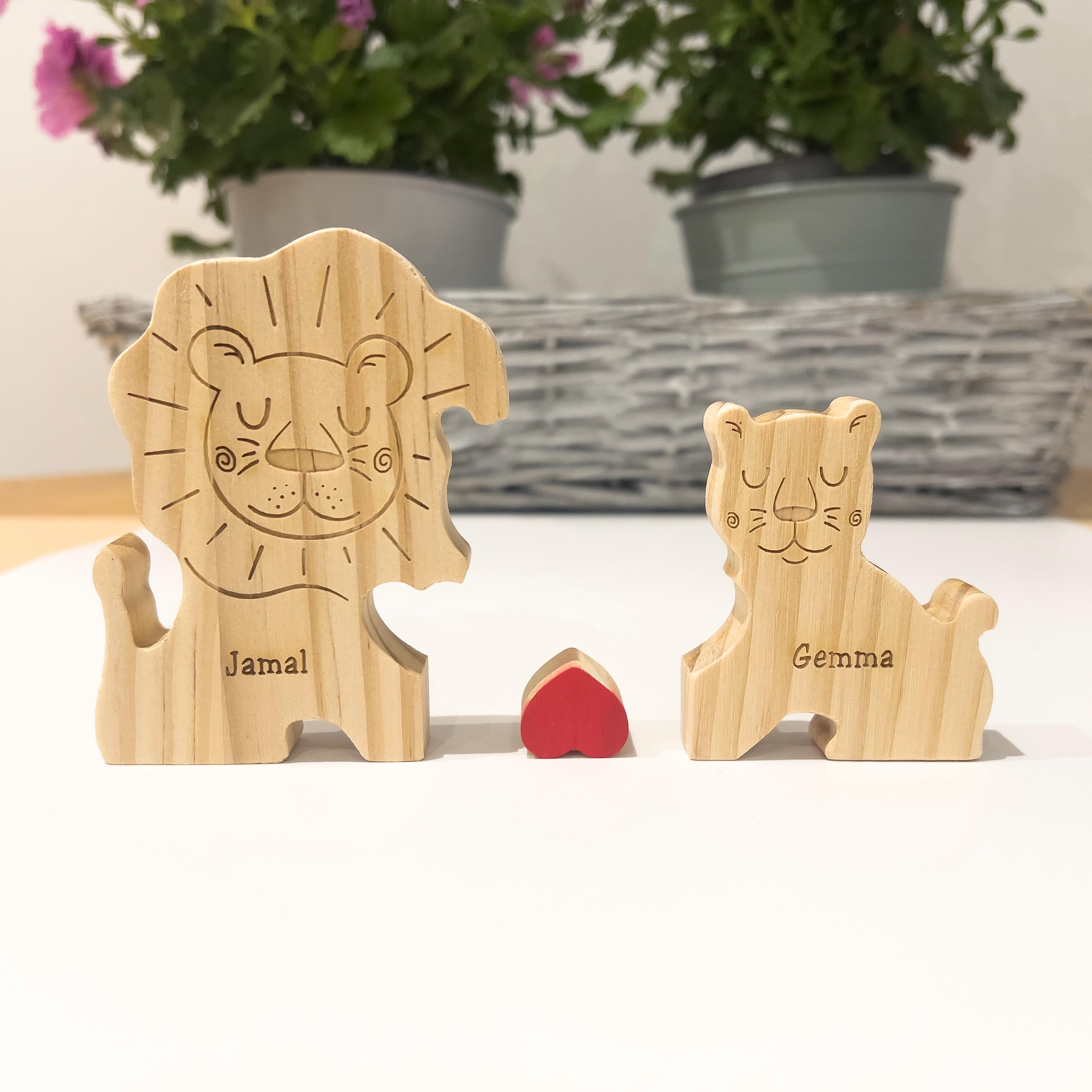 Wooden Lion Family Puzzle, Gifts for Birthday, Custom Family Gifts, Home Decor, Gift for Kids, Gift for Wife Girlfriend, Housewarming Gifts