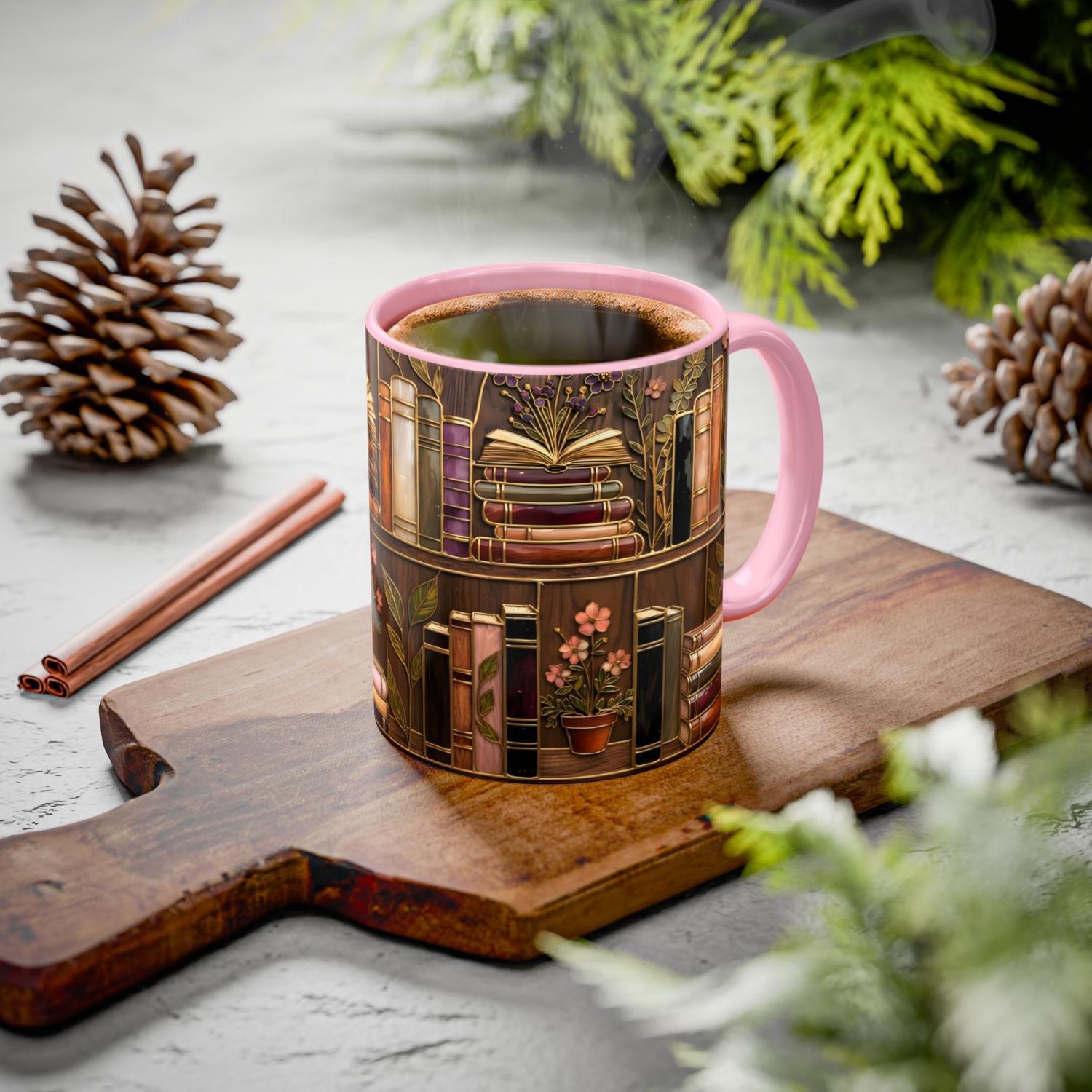 Dark Academia Mug, Vintage Library Bookshelf Cup, Antique Book Lover Gift, Moody Reading Room Decor, Librarian Present, 11oz 15oz
