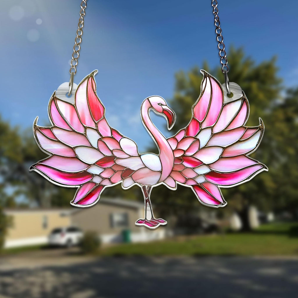 Pink Flamingo ACRYLIC Window Hanging Acrylic Effect Sun Catcher Bird Light Catcher Window Hanging Flamingo Home Decor Gifts NOT GLASS