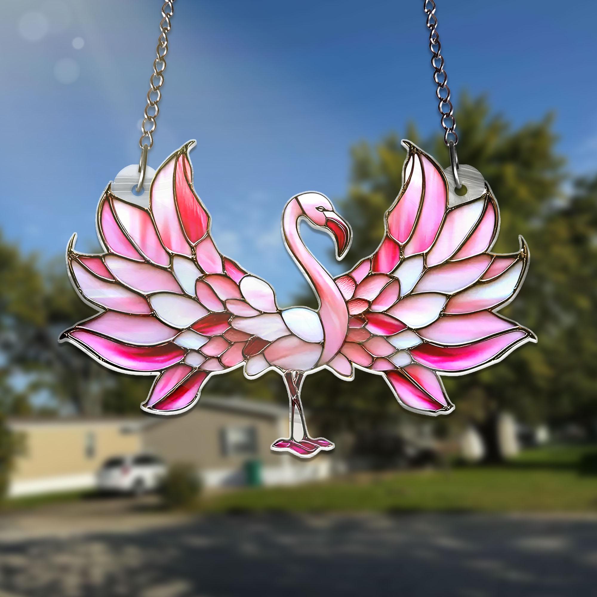 Pink Flamingo ACRYLIC Window Hanging Acrylic Effect Sun Catcher Bird Light Catcher Window Hanging Flamingo Home Decor Gifts NOT GLASS
