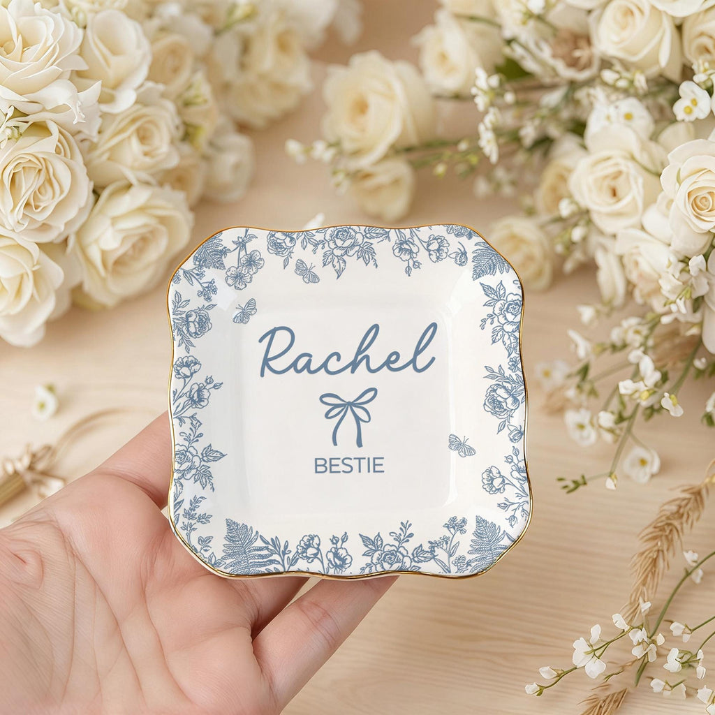 Personalised Bestie Trinket Dish, Custom Best Friend Birthday Jewelry Dish, Soul Sister Bridesmaid Gifts, Galentine's Day Present