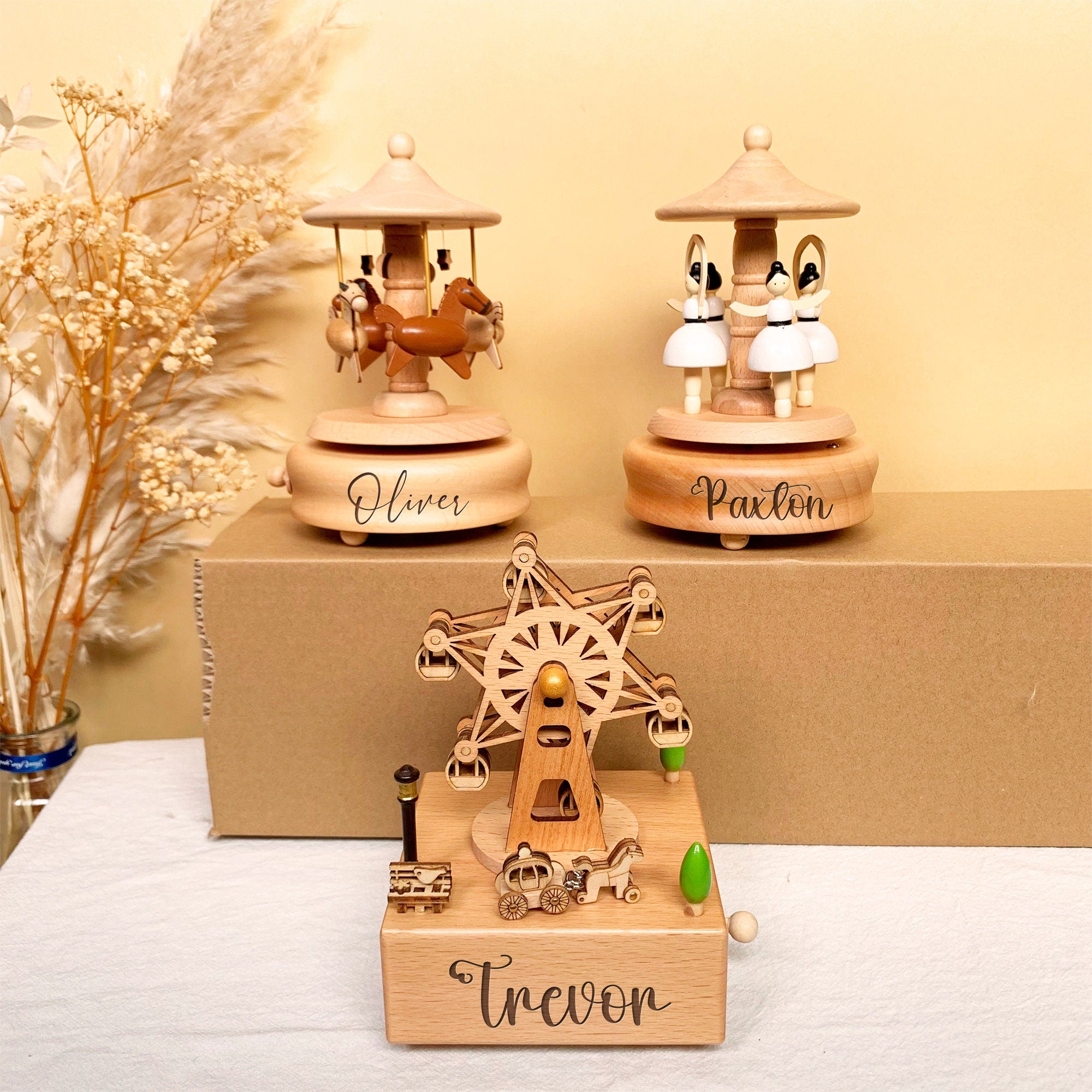 Custom Wooden Train Music Box, Wooden Baby Toys, Personalized Wooden Music Box, Baby Boy Birthday Gifts for Kids, Baby Wooden Music Box