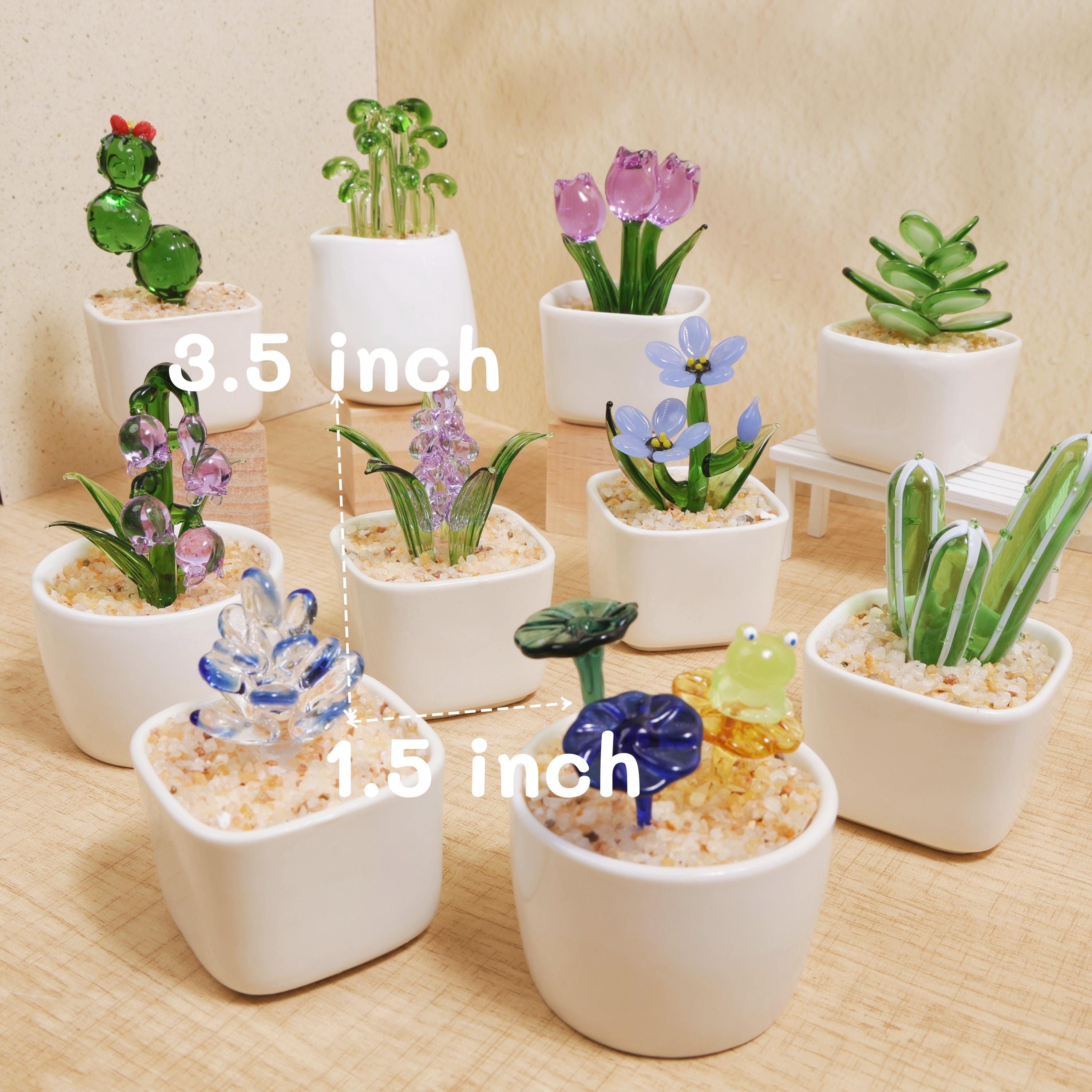 Handmade Glass Cactus and Succulents,glass Potted Plants,glass Lotus Leaf,stained Glass Plants,housewarming Gift,gift for Teacher,home Decor