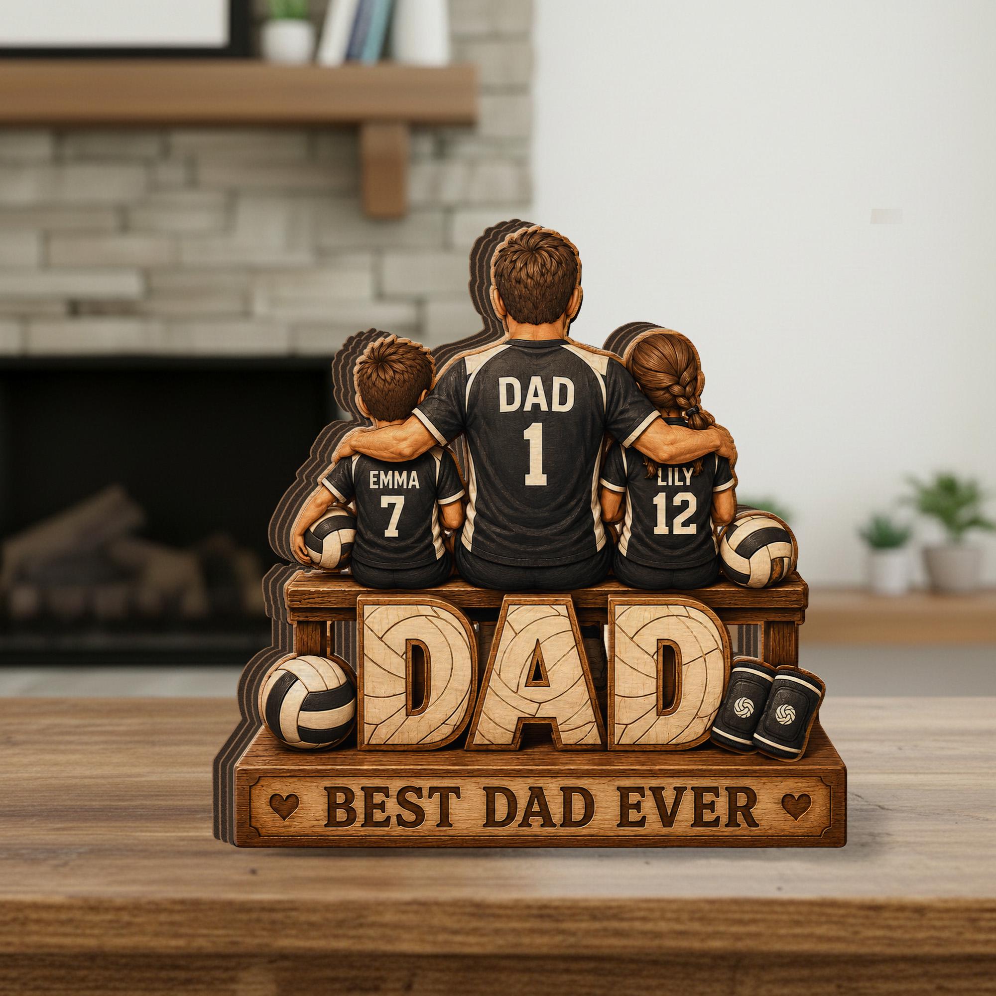 Personalized Volleyball Dad Wooden Block, Custom Father's Day Gift, Heartfelt Gift