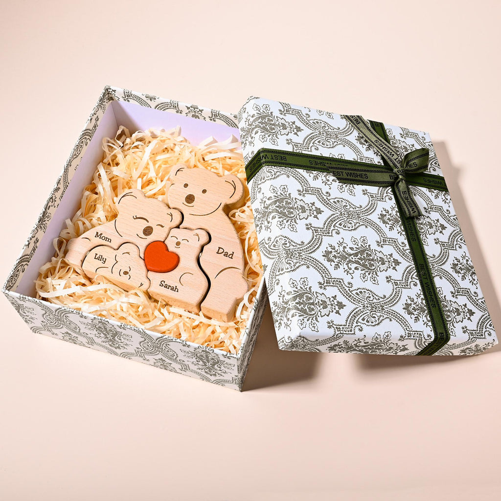 Custom Wooden Koala Family Puzzle, Koala Family Jigsaw Decor, Family Name, Anniversary Gift, Family Home Decor, Gift for Mom