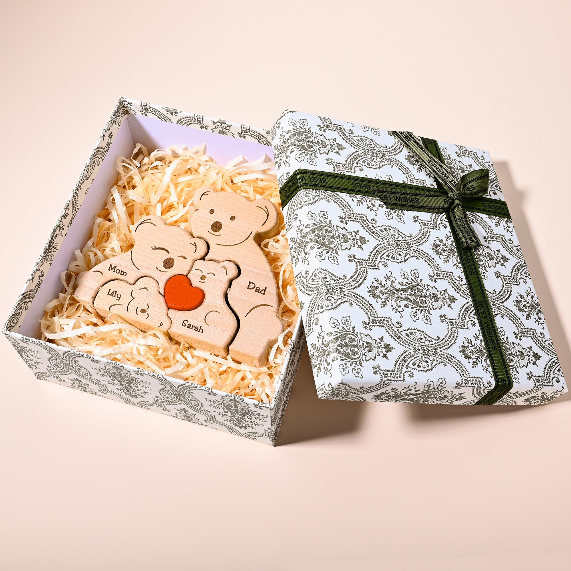 Custom Wooden Koala Family Puzzle, Koala Family Jigsaw Decor, Family Name, Anniversary Gift, Family Home Decor, Gift for Mom