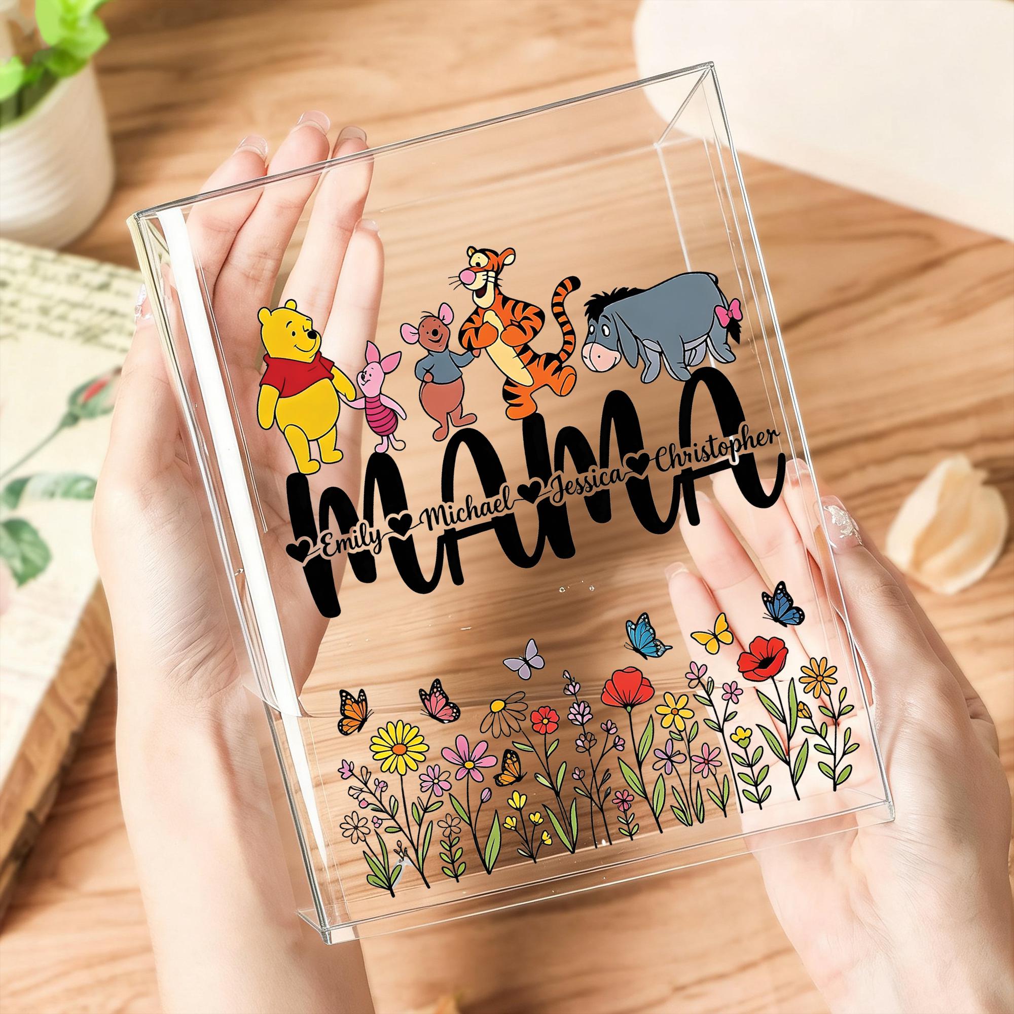 Winnie the Pooh Book Vase, Hundred Acre Wood Nursery Decor, Baby Shower Gift Idea, Clear Acrylic Book Shaped Vase, Storybook Flower Holder