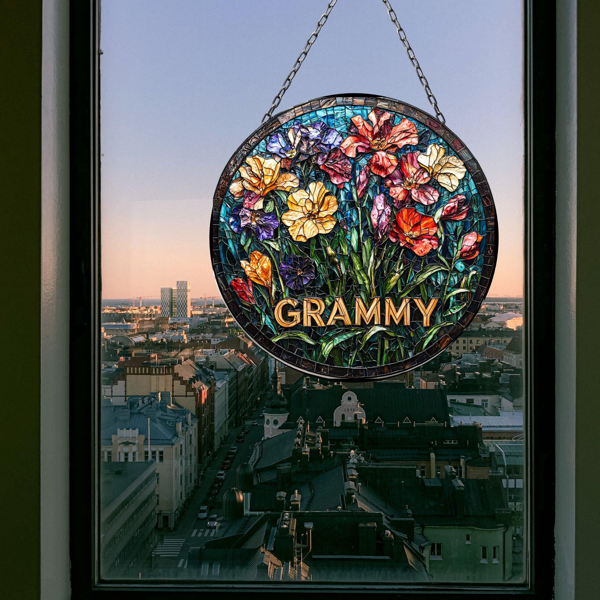 GRAMMY Floral Suncatcher Window Decor Artful Gift for Grandmother Grandma Mothers Day Christmas Birt