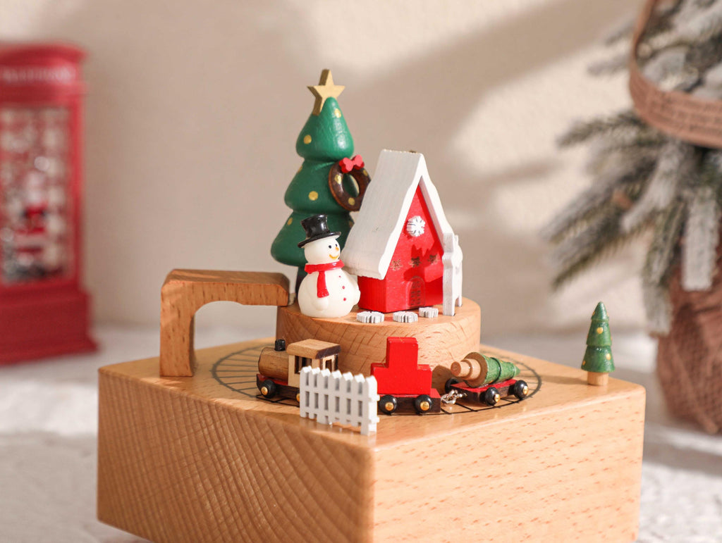 Christmas Gift Train, Custom Wooden Handmade Music Box, 1st Birthday, Engraved Baby Name Music Box, Newborn Gift, Christmas Gift