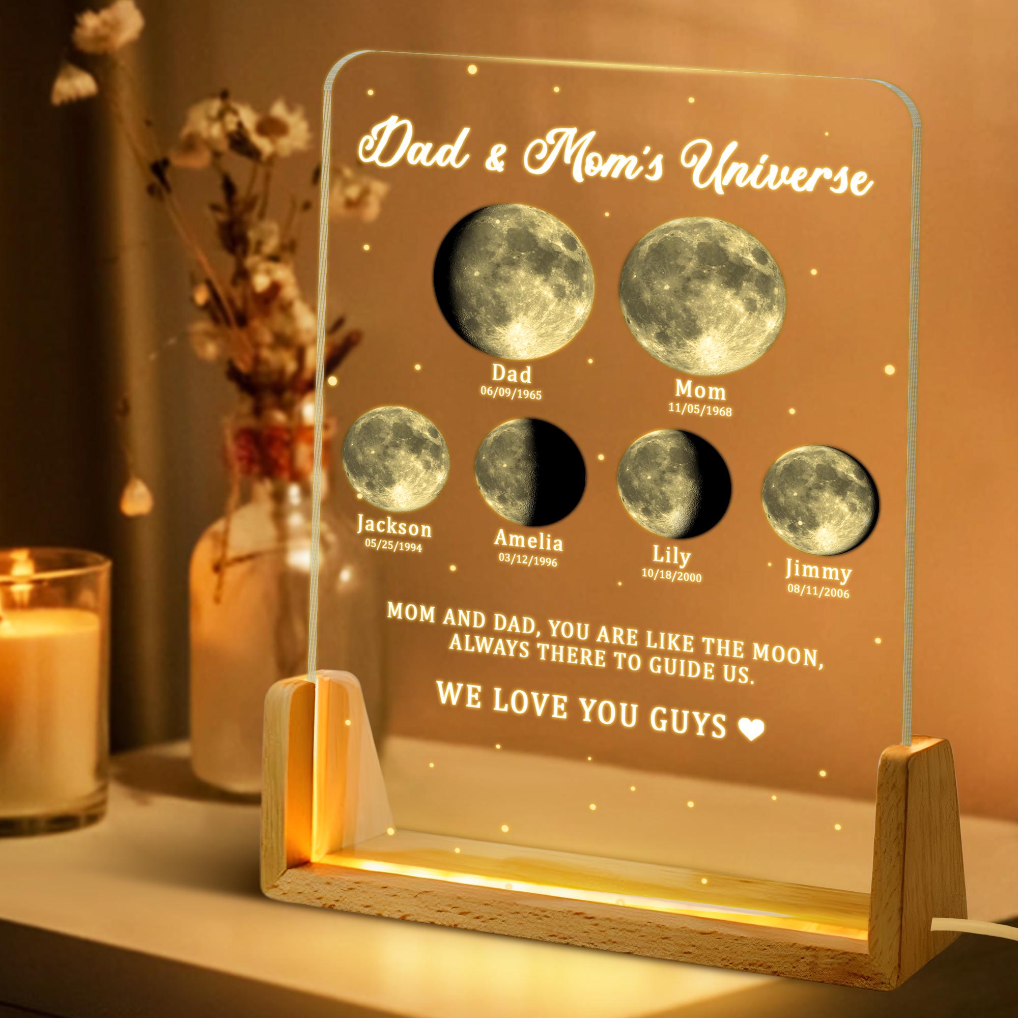 Personalized Moons Phase With Kids Names, Custom Moons Phase Night Light, Mother’s Day Gifts, Gift for Mom Dad,custom Night Light Moon Phase
