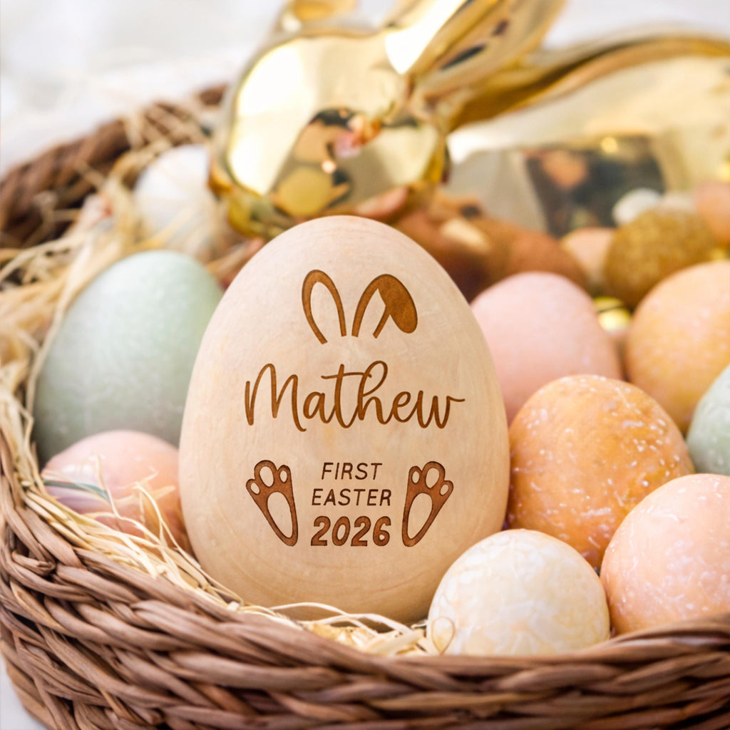 Personalized Musical Easter Egg Shaker 2026, Engraved Wooden Easter Eggs, First Easter Gifts for Baby, Easter Gift for Kids, Basket Stuffers