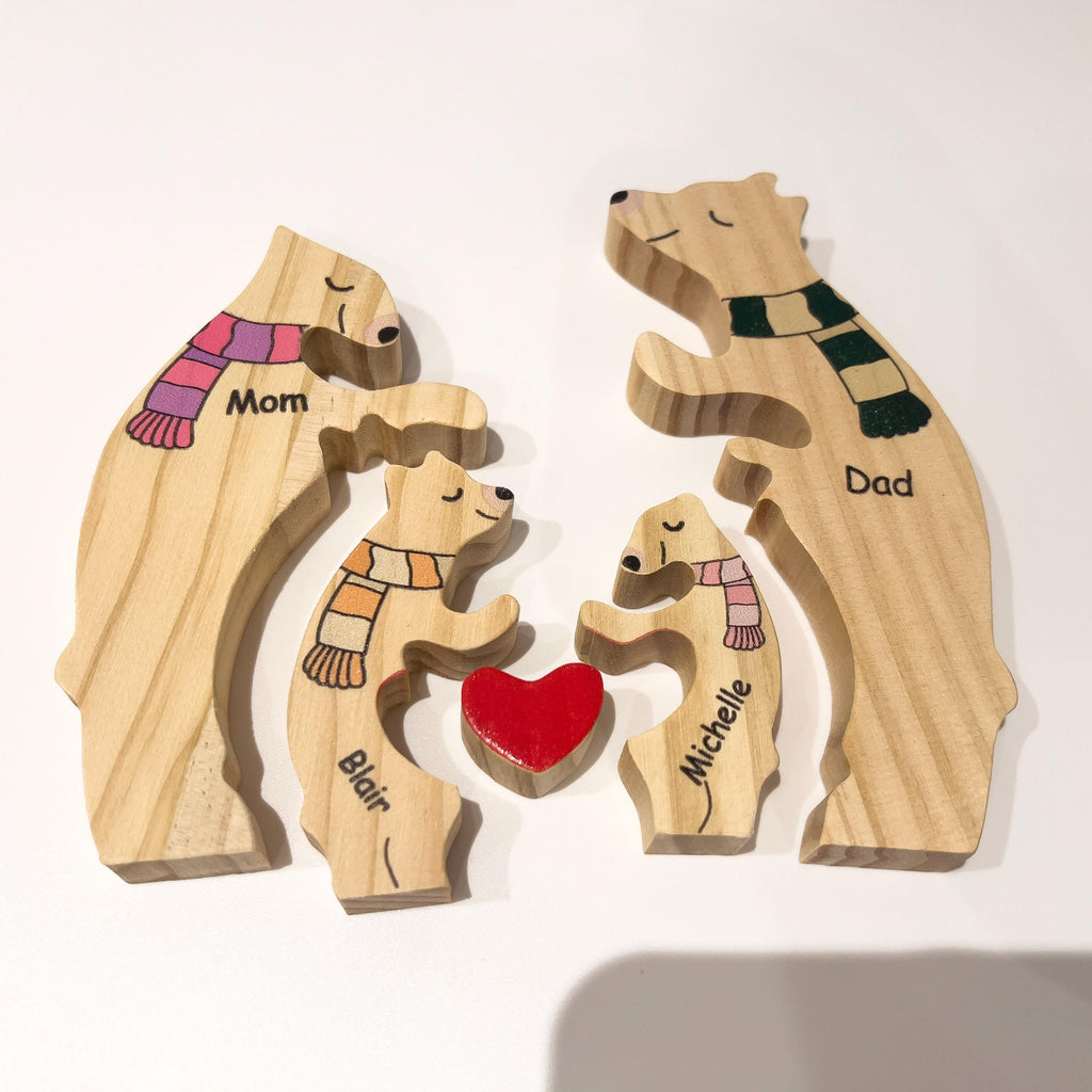 Custom Christmas Gifts, Wooden Bear Family Puzzle, Home Decor, Custom Family Gift, Baby Shower Gift, Birthday Wedding Gifts, Gifts for Mom