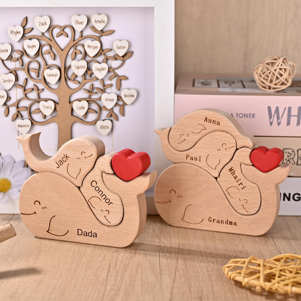 Wooden Whale Family Puzzle 2-5, We Are One Family Keepsake, Christmas Gift for Mum, Whale Puzzle Decor, Couple Anniversary Present