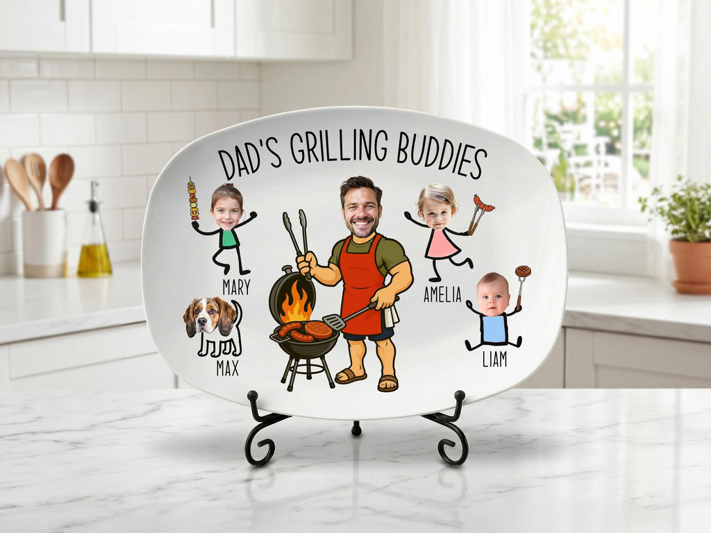 Dad’s Grilling Plate, Father’s Day Gift From Kids, Personalized Grilling Plate, Custom Grilling Plate Gift With Kids Names, BBQ Gift for Dad