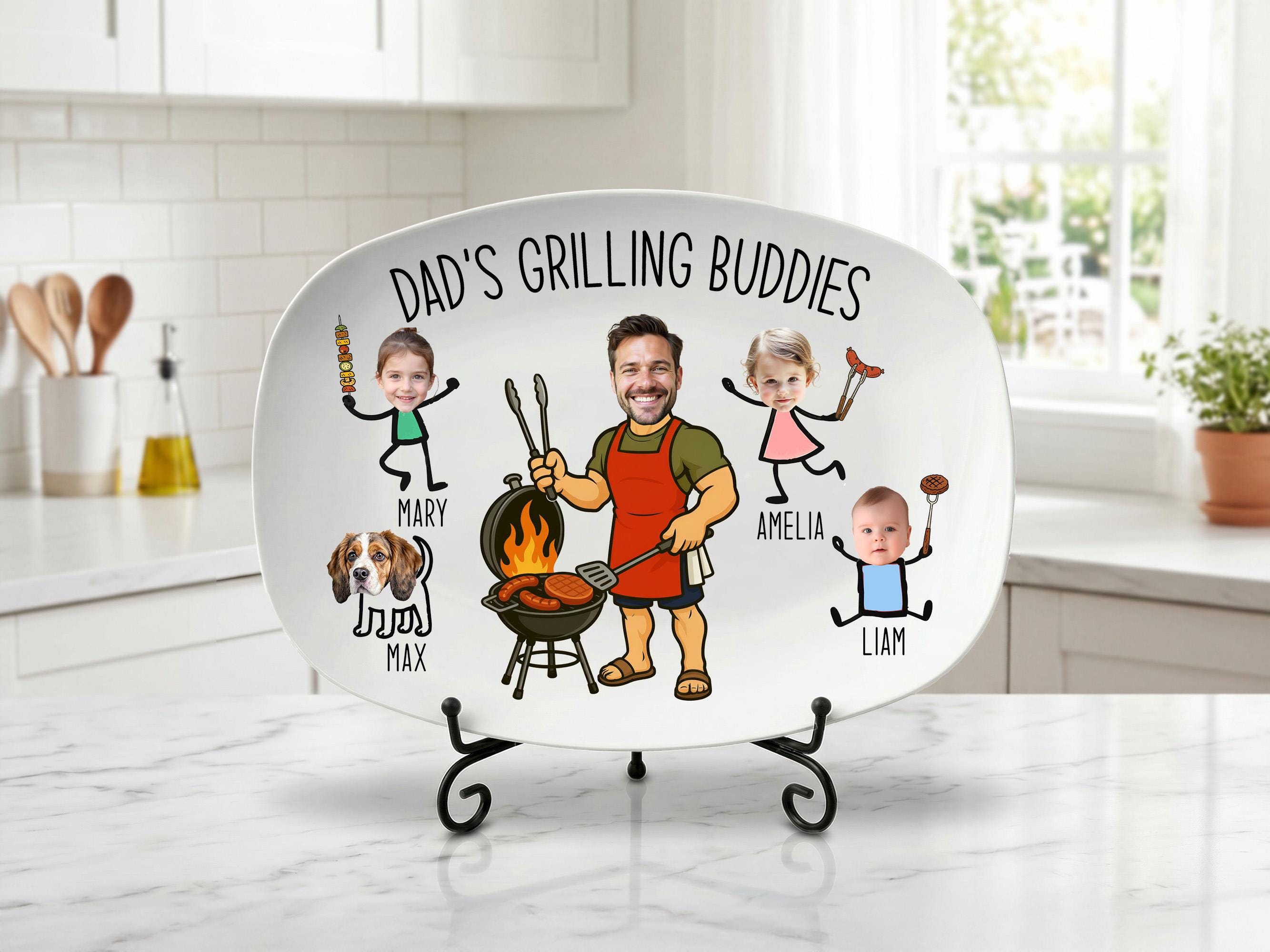 Dad’s Grilling Plate, Father’s Day Gift From Kids, Personalized Grilling Plate, Custom Grilling Plate Gift With Kids Names, BBQ Gift for Dad