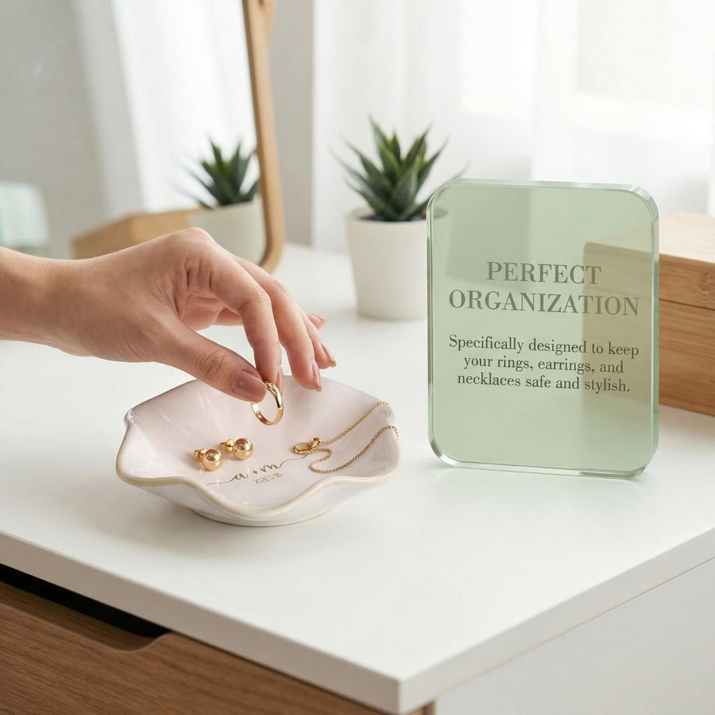 Wedding Ring Holder Dish with Initial & Date, Personalized Ring Plate for Ceremony, Custom Monogram Ring Dish, Bridal Shower Gift Keepsake