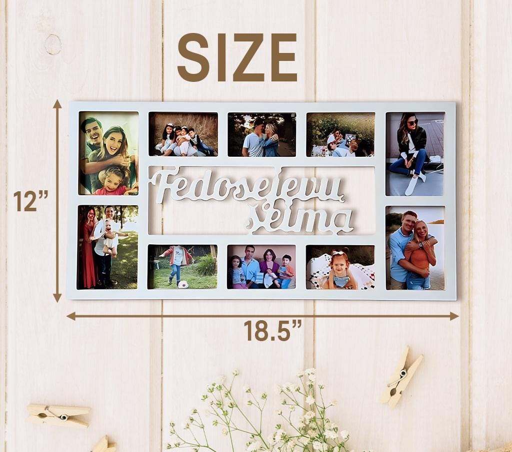 Custom Family Photo Frame – Personalized Wooden Collage Picture Display for Tabletop or Wall, Ideal Gift for Any Special Moment