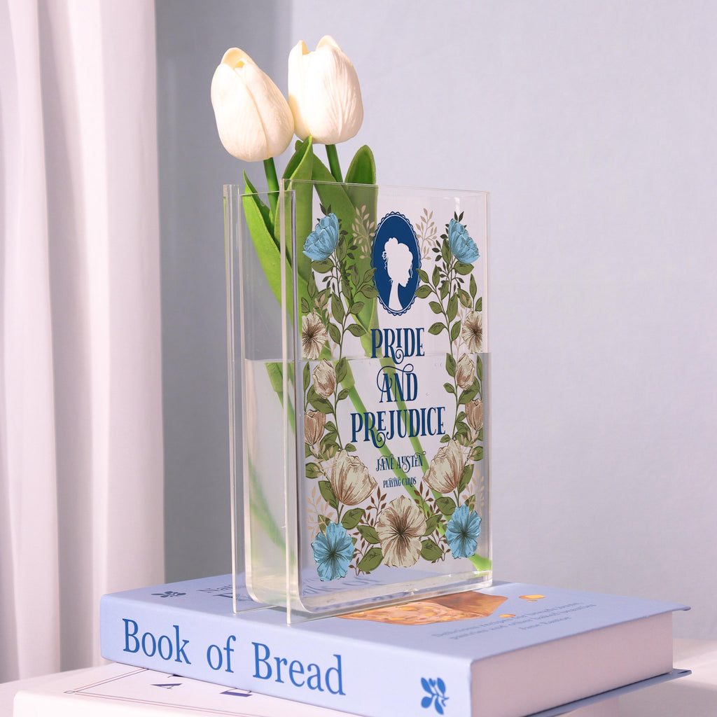 Pride and Prejudice Acrylic Book Vase, Jane Austen Bookish Vase, Classic Literature Book Shaped Vase, Romantic Novel Gift for Book Lovers