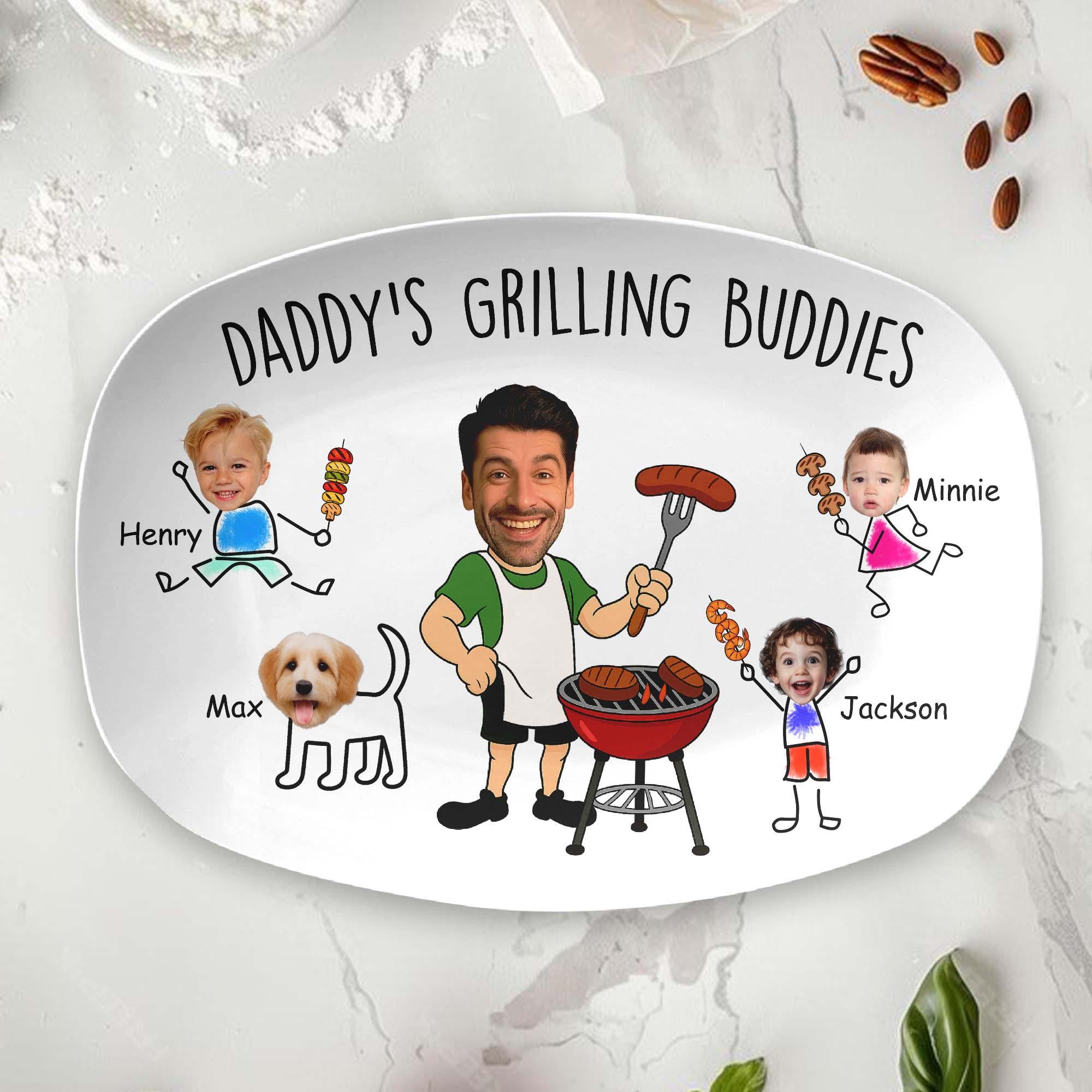Custom Dad’s Grilling Plate, Father’s Day Gift From Kids, Personalized Grilling Plate, Grilling Plate Gift With Kids Names, BBQ Gift for Dad