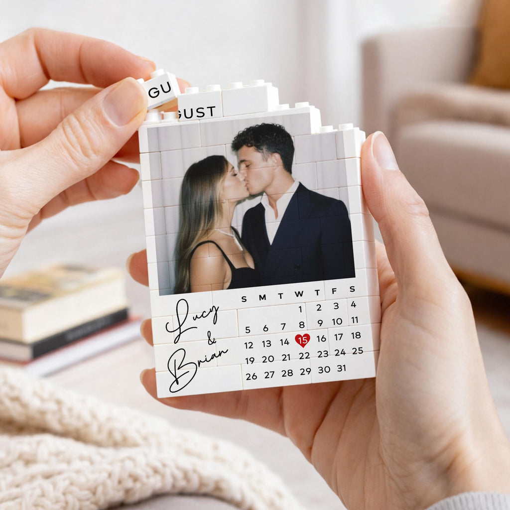 Custom Photo Building Blocks for Couples, Calendar Block Valentines Day Gift, Gamer Boyfriend Valentine Gifts, Couple Gift, Anniversary Gift