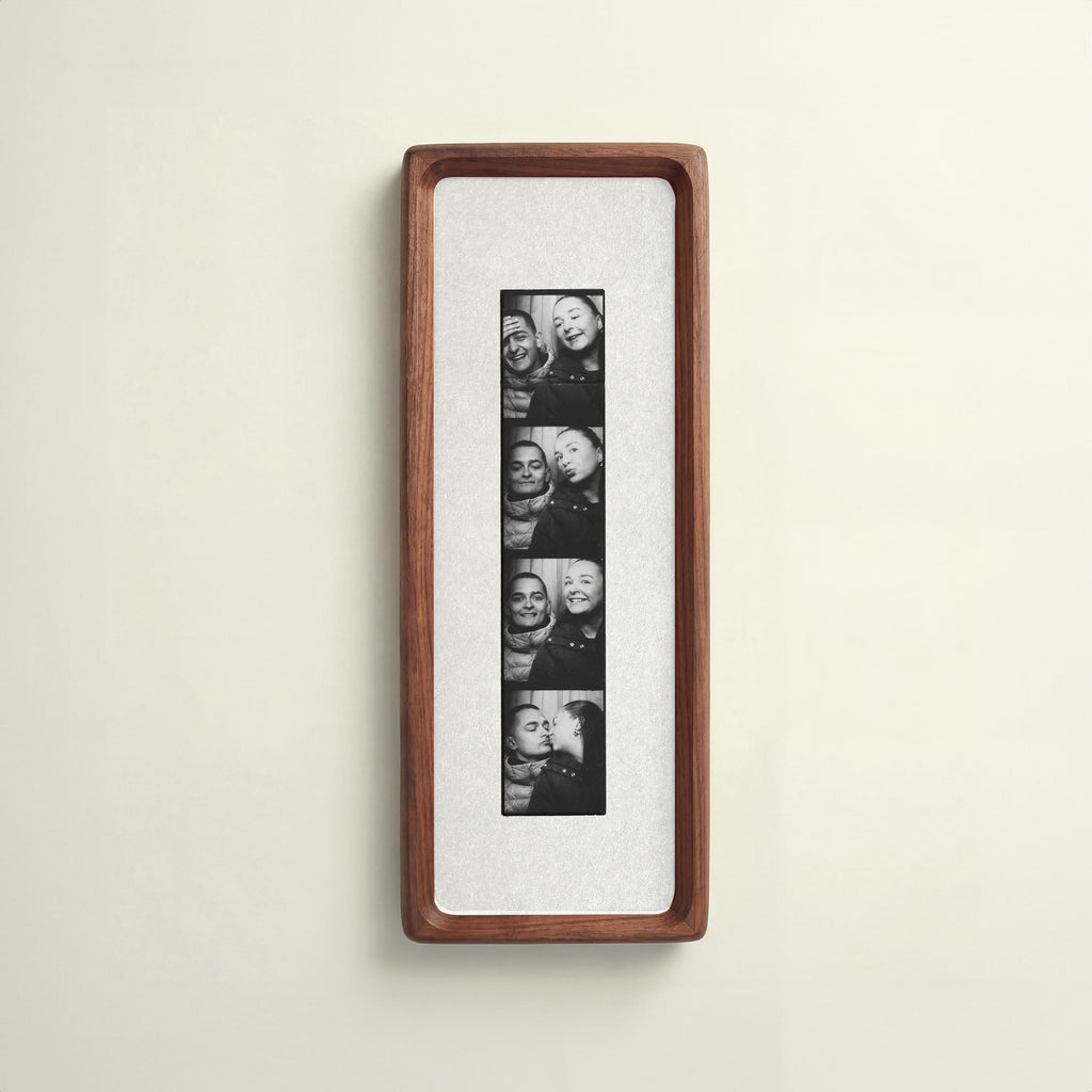 Photobooth Frame for Photo Strip Prints: Elongated Solid Wood Picture Frame with Coloured Mount, Ready to Hang for photoautomat print 2