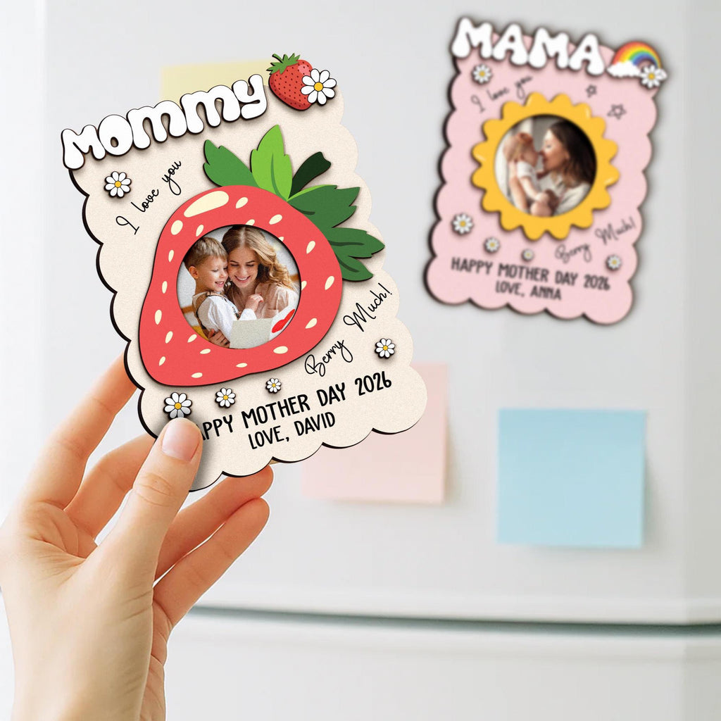 Magnetic Photo Mother, Love You Grandma, I Love You Berry Much, Fridge Magnet Photo, Wood Picture Frame, Nana and Kids Photo Frame