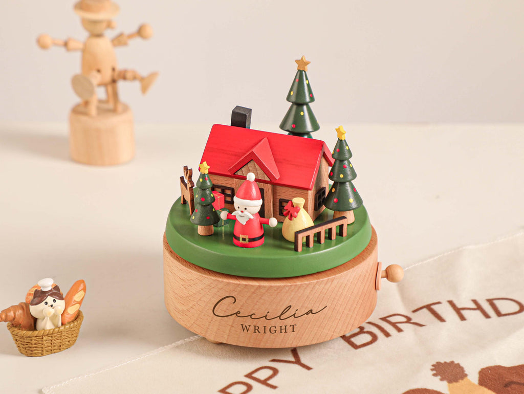 Baby Christmas Gift, Christmas Personalized Wooden Handmade Music Box, Train Music Box, Engraved Name Music Box, Newborn Keepsake